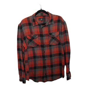 Molokai Surf Co Red/Black/Grey‎ Flannel Long Sleeve Shirt Size M